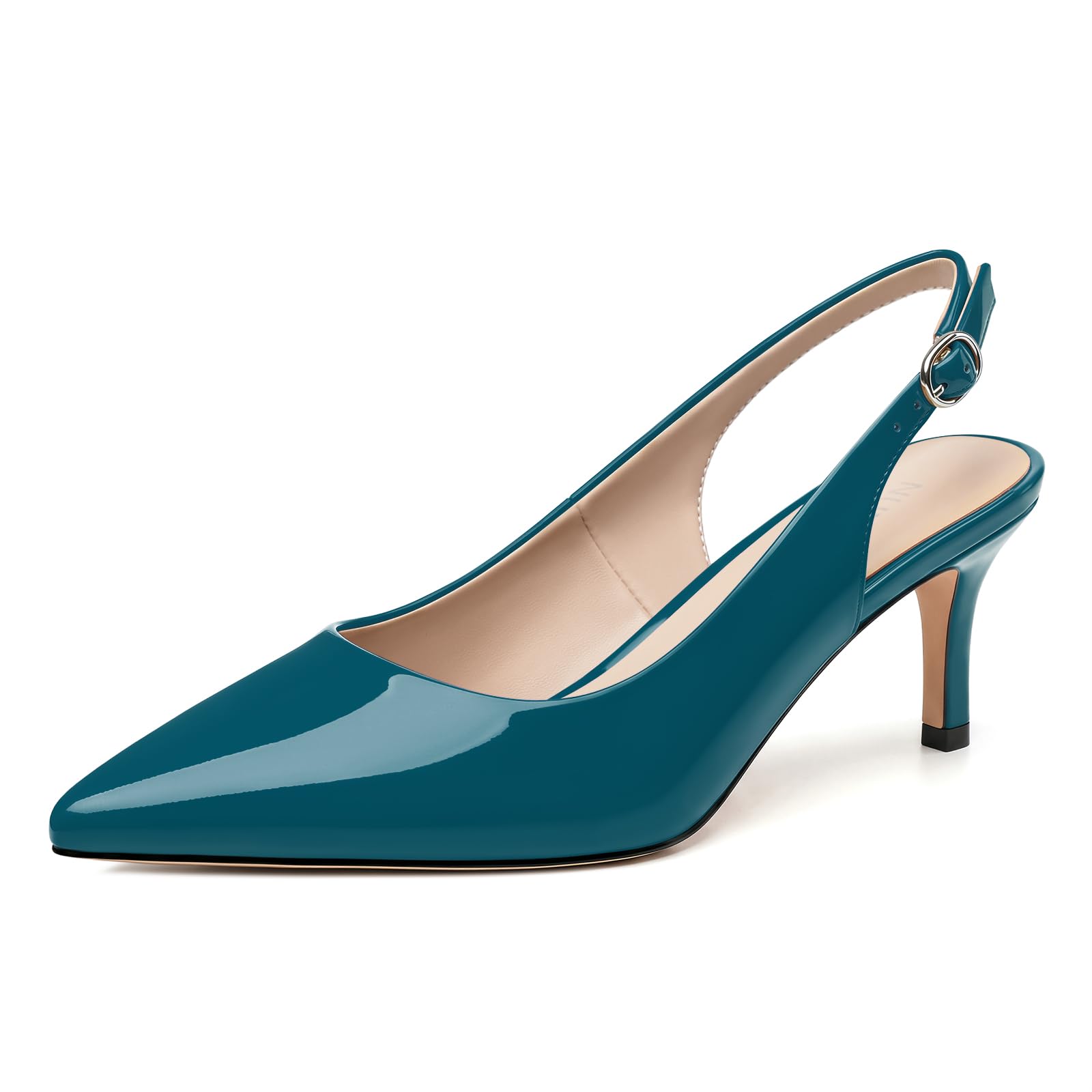 NUMALEO Kitten Heels for Women Pointed Toe Slingback Pumps | 2.5 Inch Close Toe Comfortable Pumps Wedding Party Casual Work Dress Shoes
