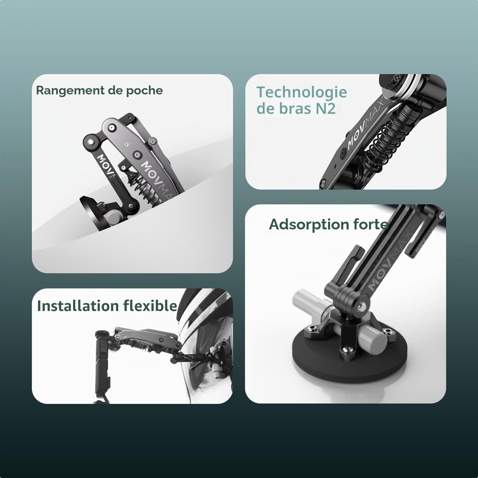 Vaxis Global Movmax Bras de Lame pour DJI Pocket 3, Insta 360 et GoPro Hero 12 avec Technologie N2 Arm