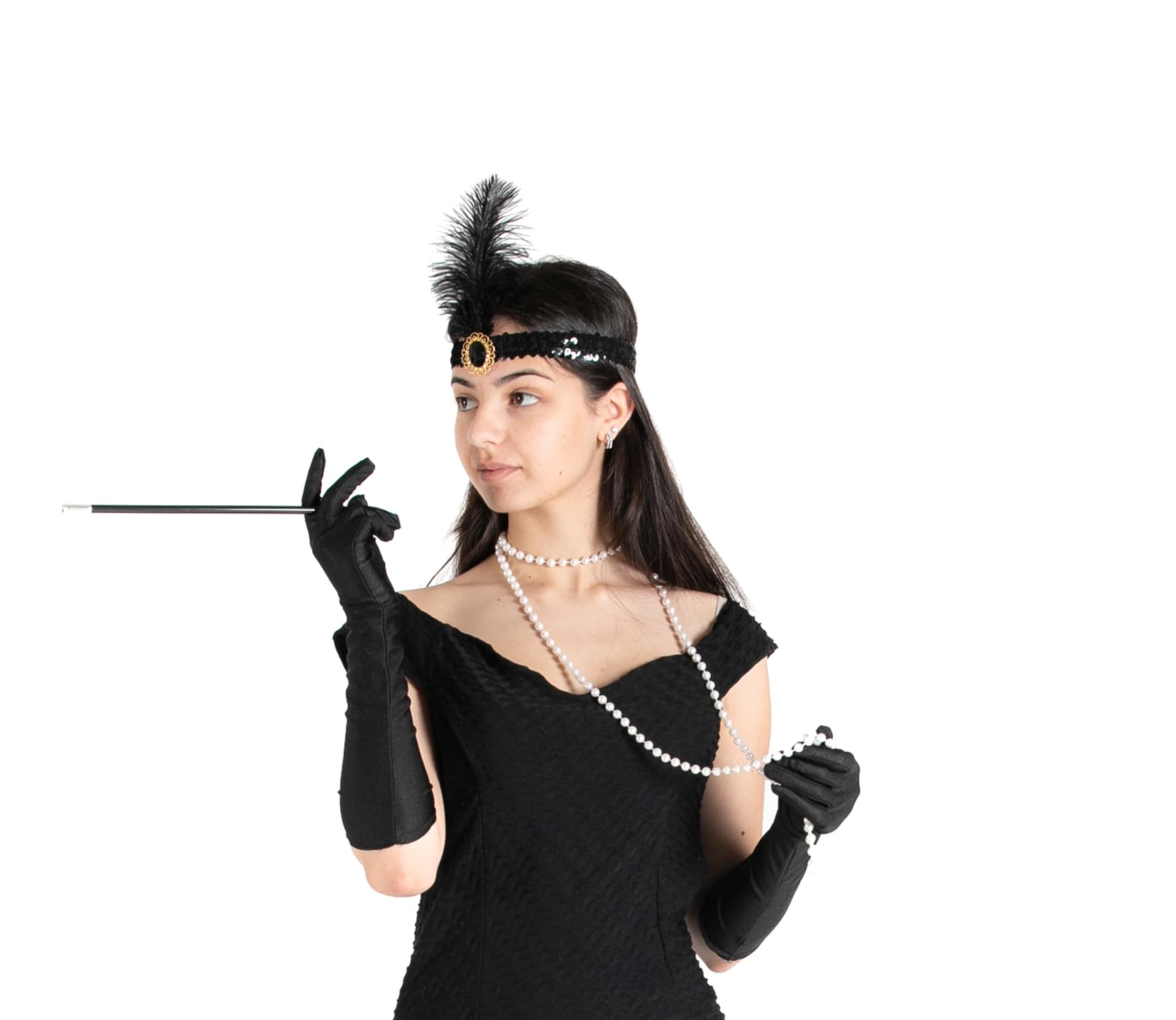Ciao 31583 Kit Travestimento Anni '20 Charleston (Fascia Testa, Guanti, Collana, Bocchino) Fancy Dress, Black - Image 4