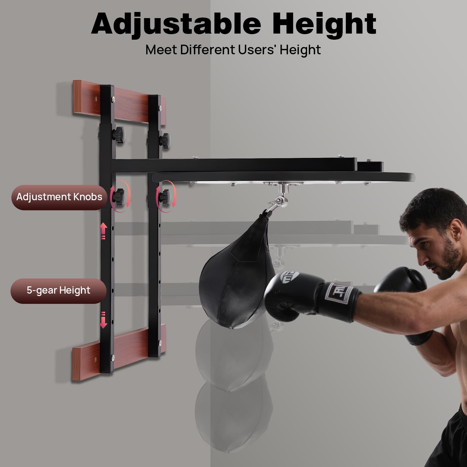 Speed Bag Plataforma Kit de plataforma, altura ajustable, juego de plataforma profesional con bolsa de velocidad y placas de fijación, rotación de 360°, capacidad de carga de 100 kg para el