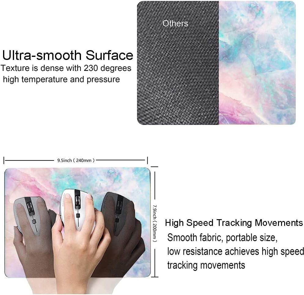 Image of Premium-Textured Mouse Pad, Non-Slip Rubber Base Mousepad for Laptop, Computer & PC, 9.5x7.9 in - Enhanced Precision, Ergonomic Comfort, Ideal for Gaming & Office (Dream Marble)