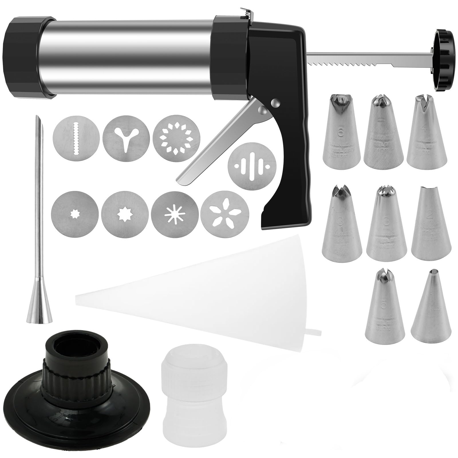 Genérico Pistola de Galletas Acero Inoxidable, máquina for Hacer Churros y Juego Relleno, Herramienta for Hornear(B)