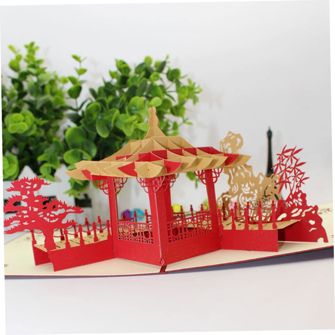 MILEVO Tarjetas de felicitación navideñas, 3 unids/Set, Tarjeta 3D UP, pabellón Chino, Tarjeta de felicitación navideña, Boda, día de la Madre, Tarjeta de Regalo 3D, Tarjeta de felicitación
