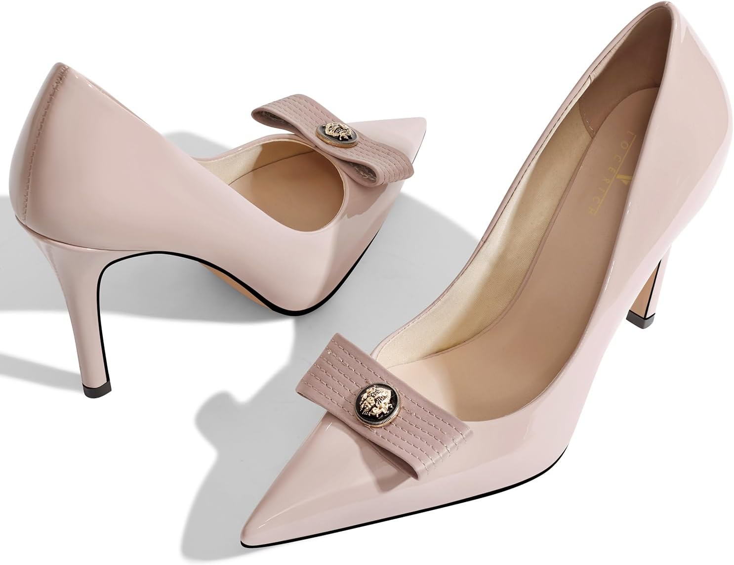 LOCERICH Women's High Heels Pumps Closed Toe Bow Heels Pointed Toe Stiletto Dress Shoes for Women Party Work Wedding Shoes for Bride - Image 4