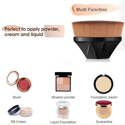 Miniatura 4 de Brocha de maquillaje para maquillaje líquido, brocha de maquillaje Kabuki para mezclar líquidos, crema o polvo impecable con funda protectora (negro