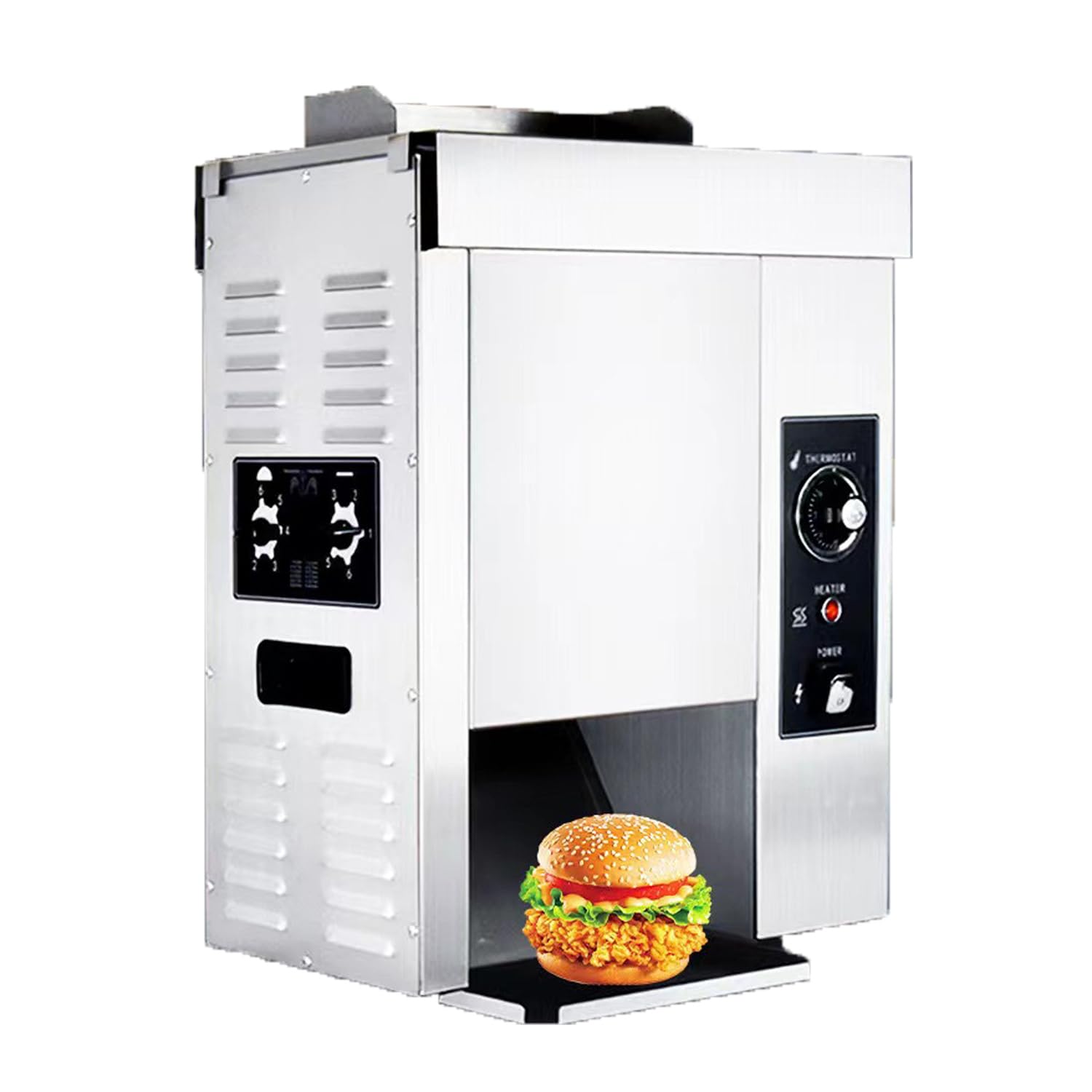 Tostapane trasportatore commerciale, tostapane automatico per hamburger, regolazione della temperatura in un'ampia area di 0-320 ° C, regolazione della manopola per l'uso di fast food in cucina domest
