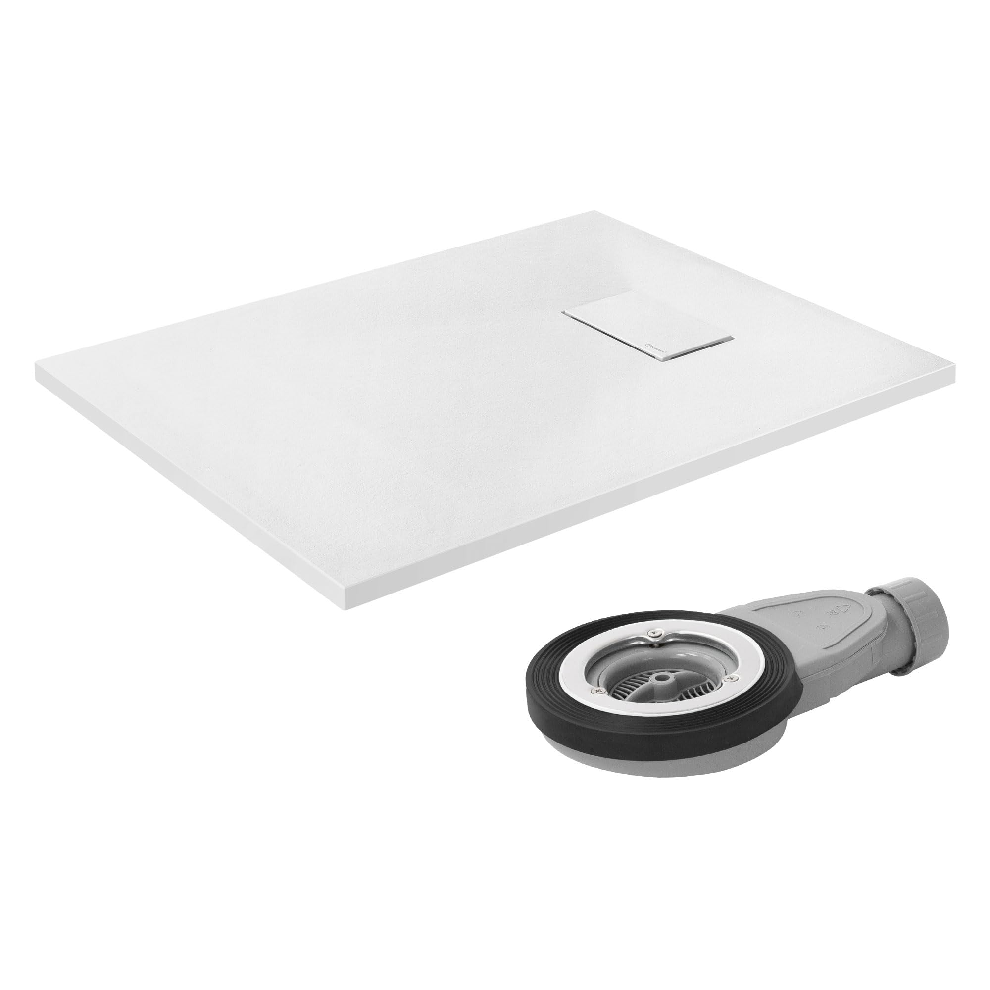 LuxeBath brodzik prysznicowy 90x70 cm bialy z odplywem SMC ekstra plaski i solidny prostokatny brodzik prysznicowy antyposlizgowy w stylu lupkowym designerski syfon latwy montaz do lazienki
