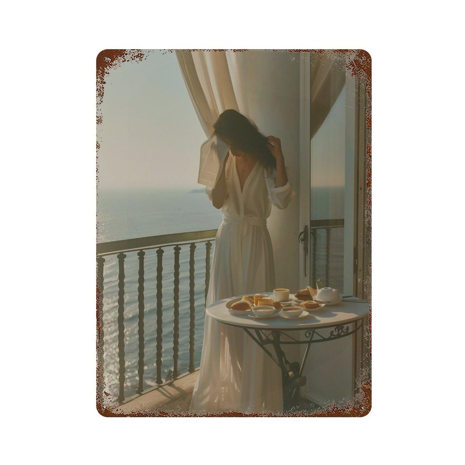 FHUYEURHRY Italian Seaside Fashion Editorial 03 Wall Decor Retro Iron Vintage Art Metal Tin Sign Poster Modern Home Cofffee Club Art Bar Shop Decorations Style-42 40x30cm