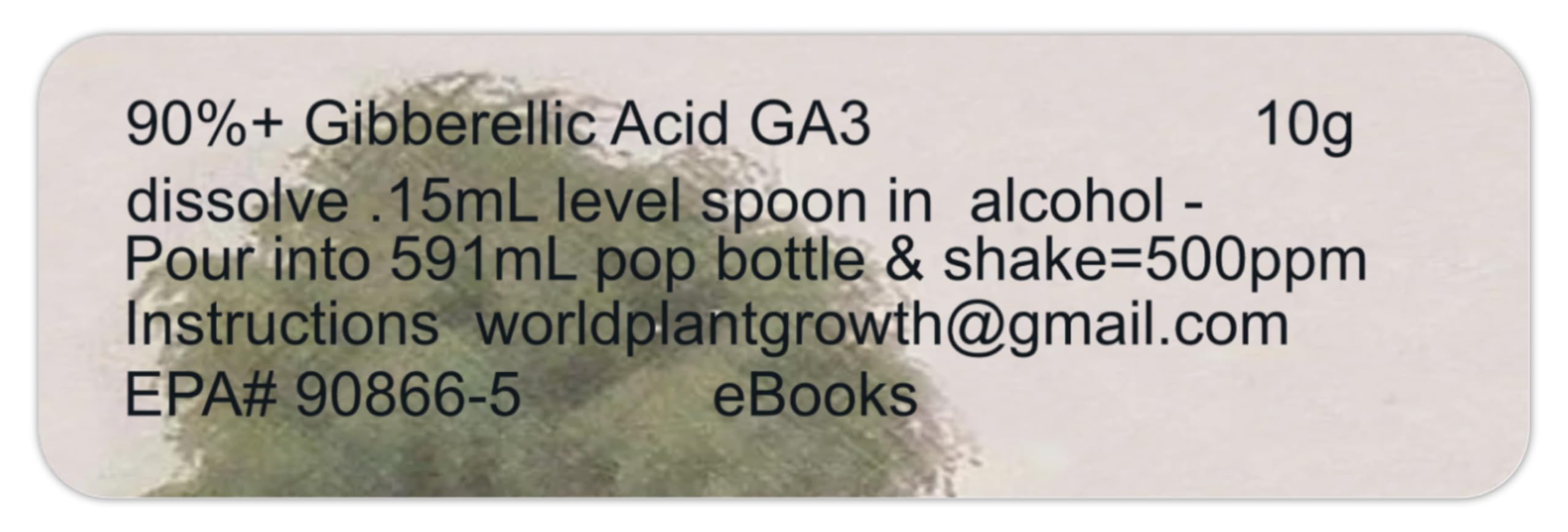Gibberellic acid 10g 90%, measuring spoon, instructions, ebooks, "The Gibberellic Advantage", 242 plant bible,Mylar resealable pouch