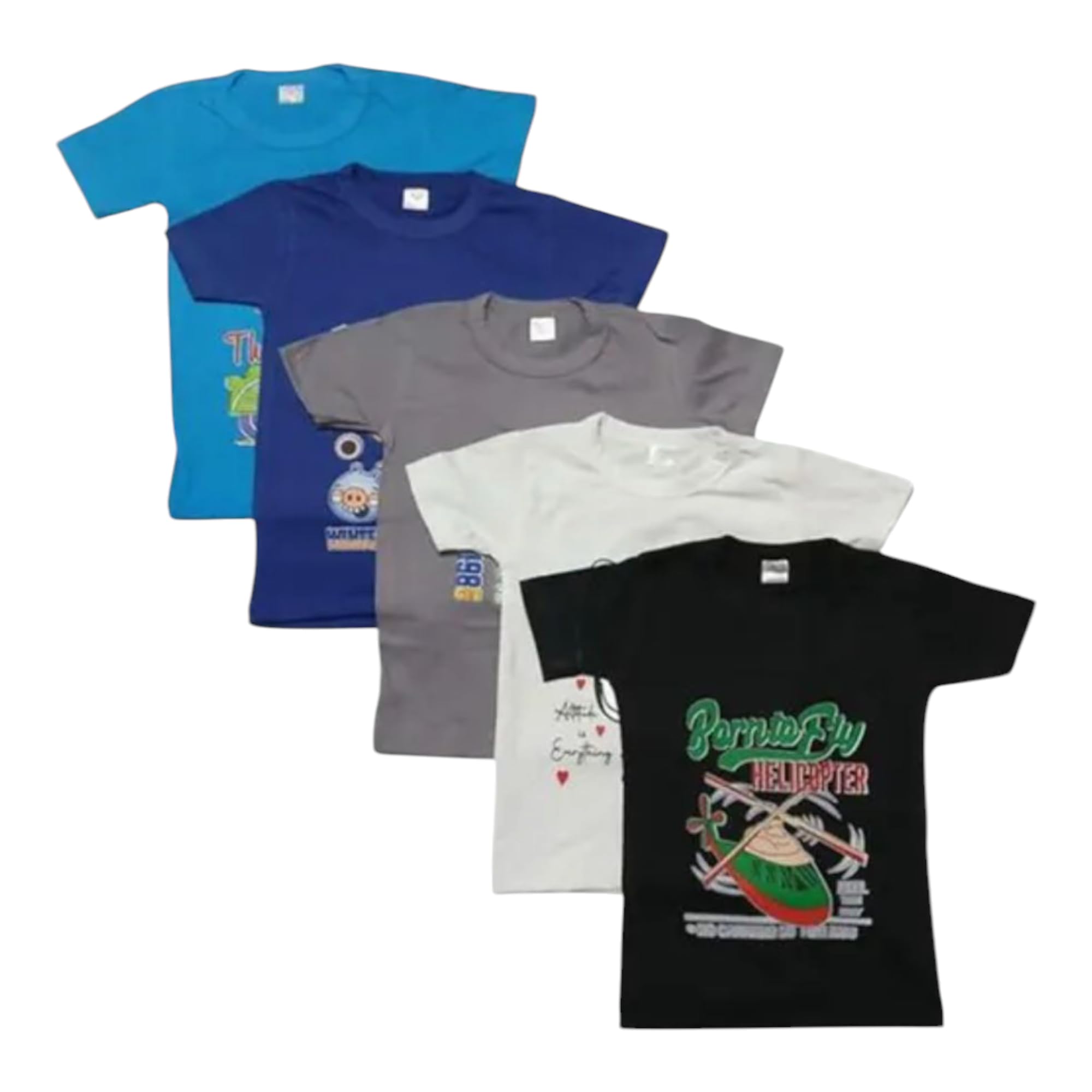 Unisex Kids T-Shirt | Cotton Graphic Print Half Sleeve Tee | Casual Wear for Boys & Girls (Set of 5)-picture-22