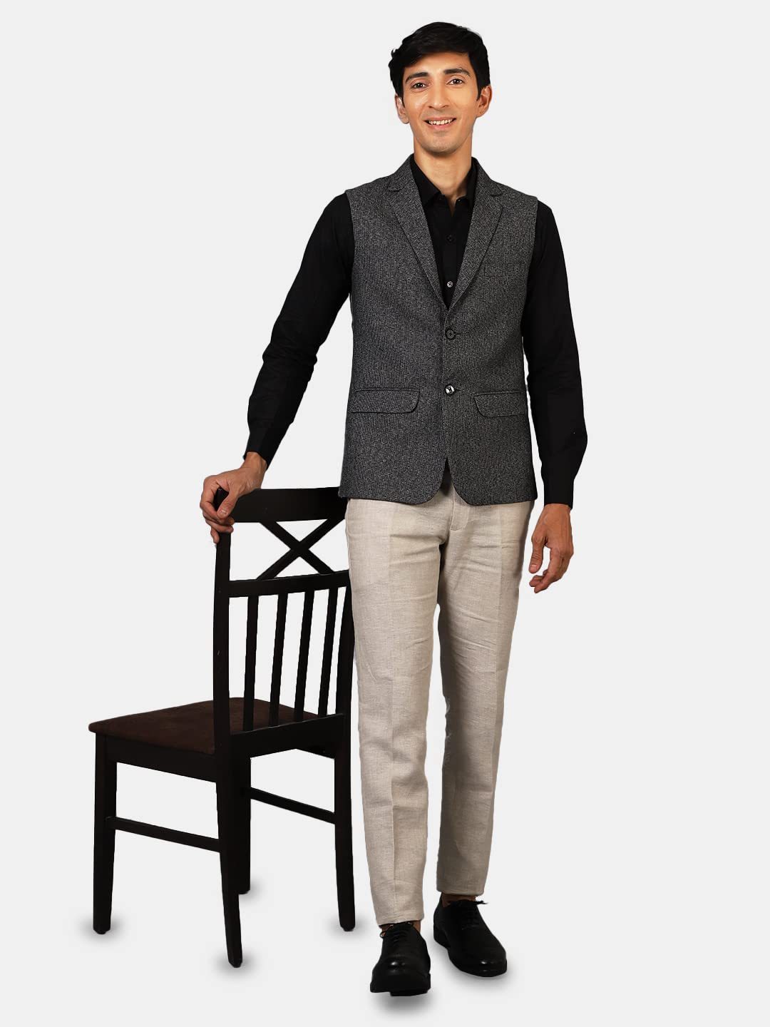 WINTAGE Men's: Tweed Grey Modi Nehru Jacket : 38/S - Image 5 thumbnail