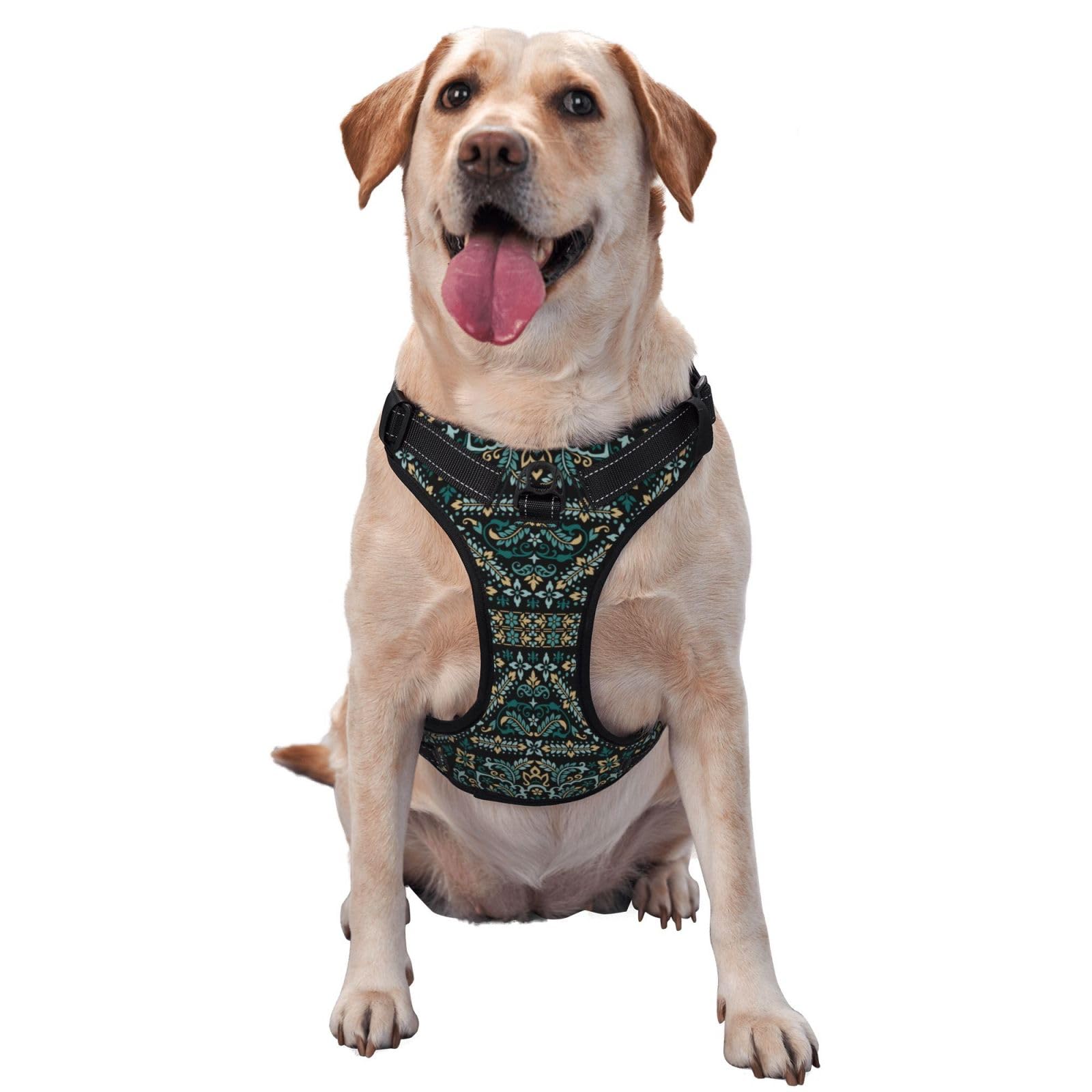 Dog Harness Cat Harness Stylish Boho Vintage Paisley Bandana Print Adjustable Breathable Pet for Puppies
