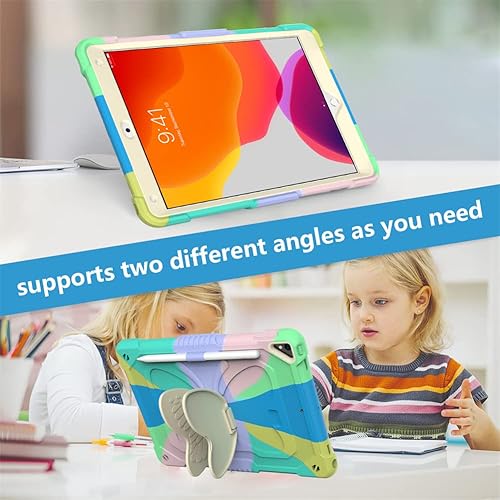 Miniatura 4 de Funda para iPad 987 (10.2 pulgadas modelo 202120202019 987 generación), con alas de mariposa para niños, protección a prueba de golpes, rosa