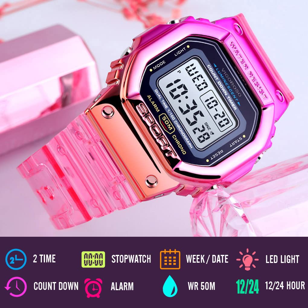 VIGOROSO Montre numérique étanche pour Homme et Femme