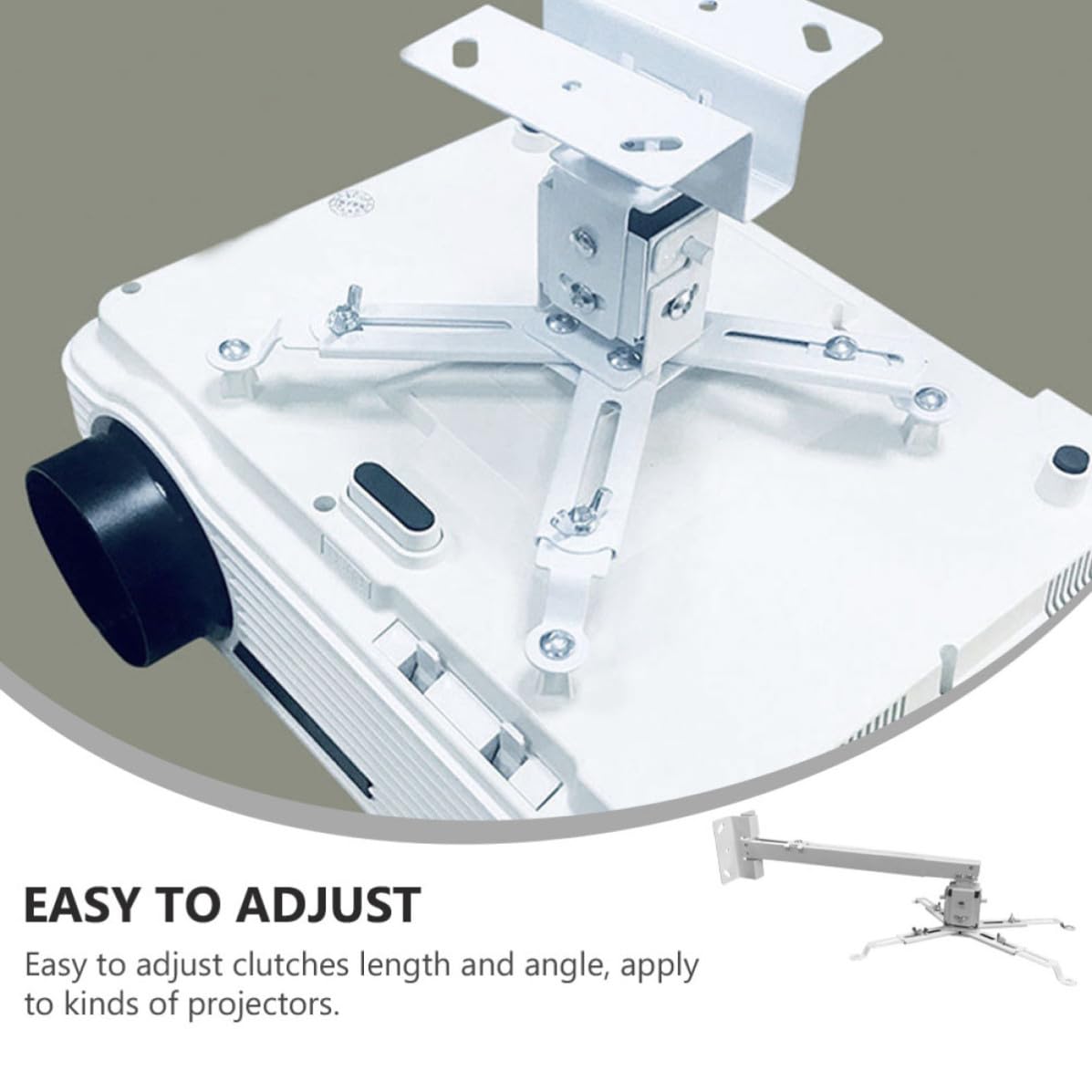 VICASKY Supporto per Proiettore da Soffitto in Acciaio al Carbonio Bianco