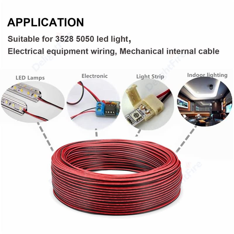 cable eléctrico Cables eléctricos UL2468 de 2 pines, 28/26/24/22/20/18 AWG, Cable de cinta plana rojo y negro, Cable de altavoz para Audio LED de coche, conector JST de 12V ( Color : Gold sliver , Siz