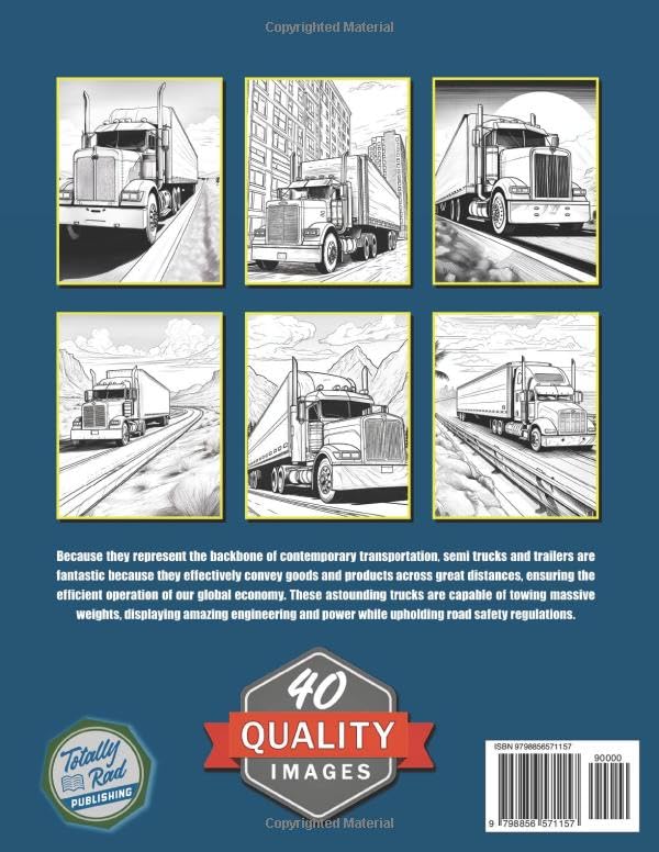 Miniatura 2 de Illustrated Style Big Rig Semi Trucks Coloring Book For Kids & Adults