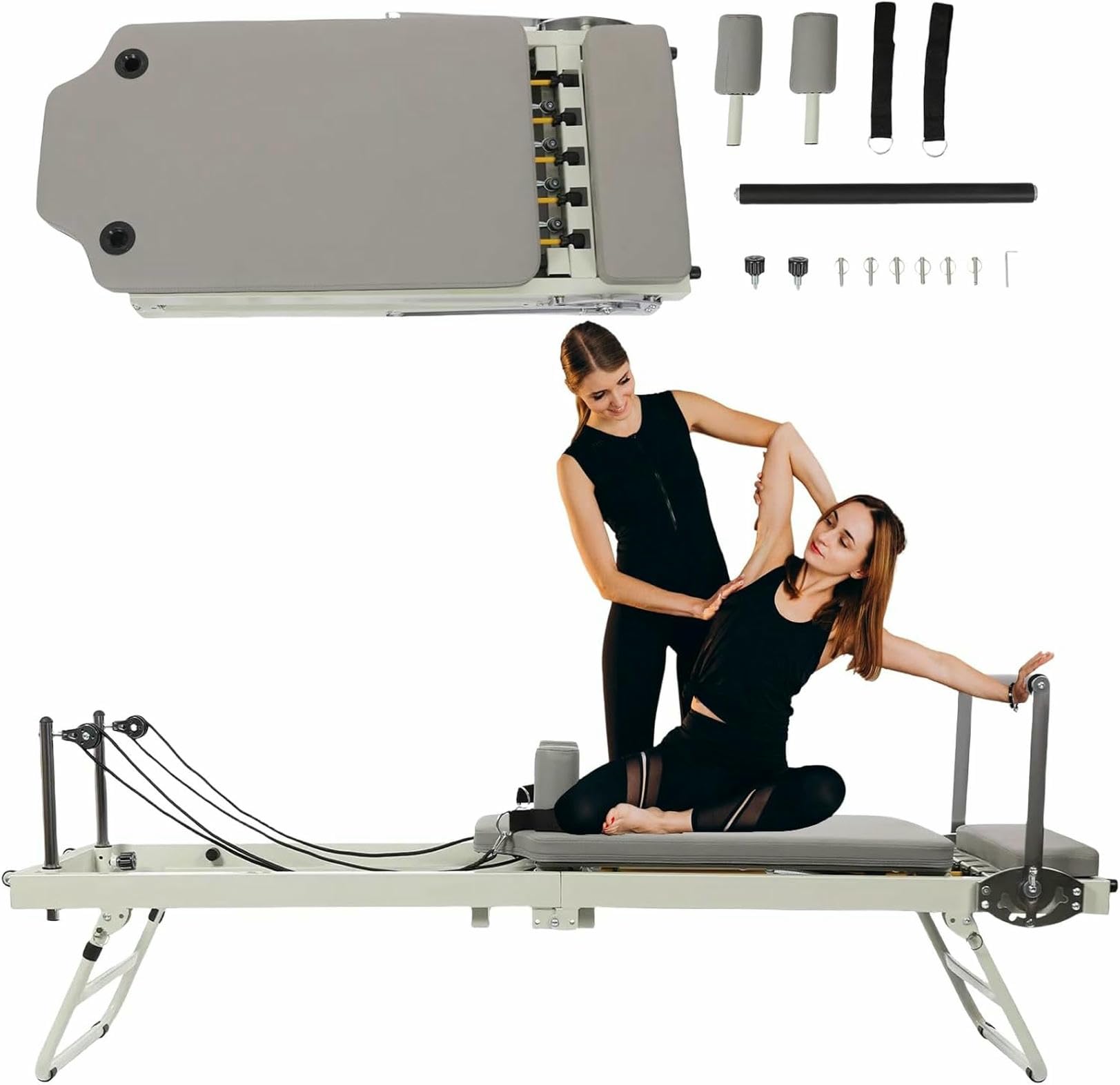 XDRGOOIUY Multi-Purpose Reformer Pilates Machine, Foldable Pilates Reformer Home Workout Equipment for Home Workouts and Exercises