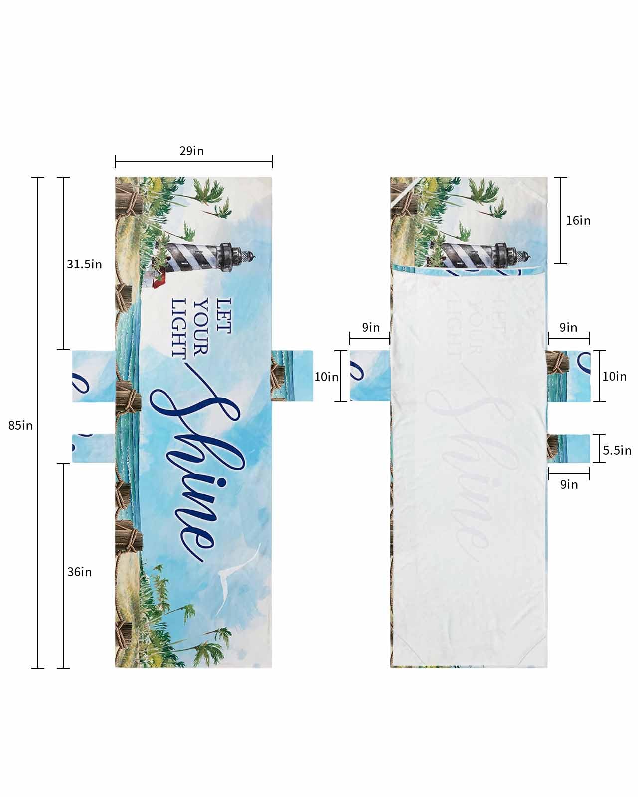 Watercolor Beach Lighthouse Beach Pool Patio Lounge Chaise Chair Cover Towel With Pockets,Absorbent & Quick Dry Microfiber Towel Cover Bag Summer Travel Accessories for Sunbathing Let Your Light Shine