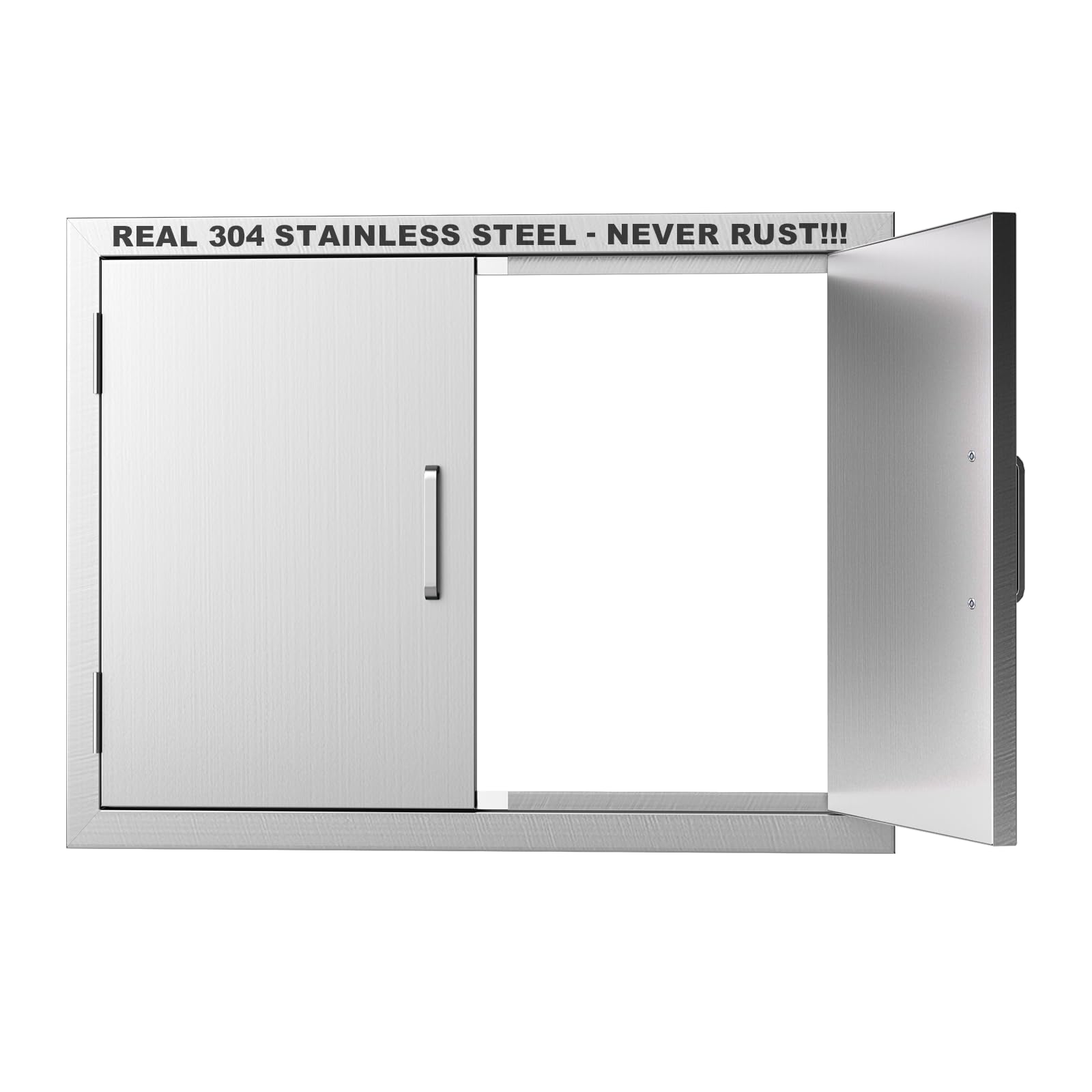Outdoor Kitchen Door 31" W x 24" H-304 Stainless Steel Never Rust Cabinet Door-Double Layer-BBQ Access Doors-Weatherproof GrillDoor-Flush Mount BBQ Island Doors-MetalDoor for Outdoor Indoor Kitchen — image 1