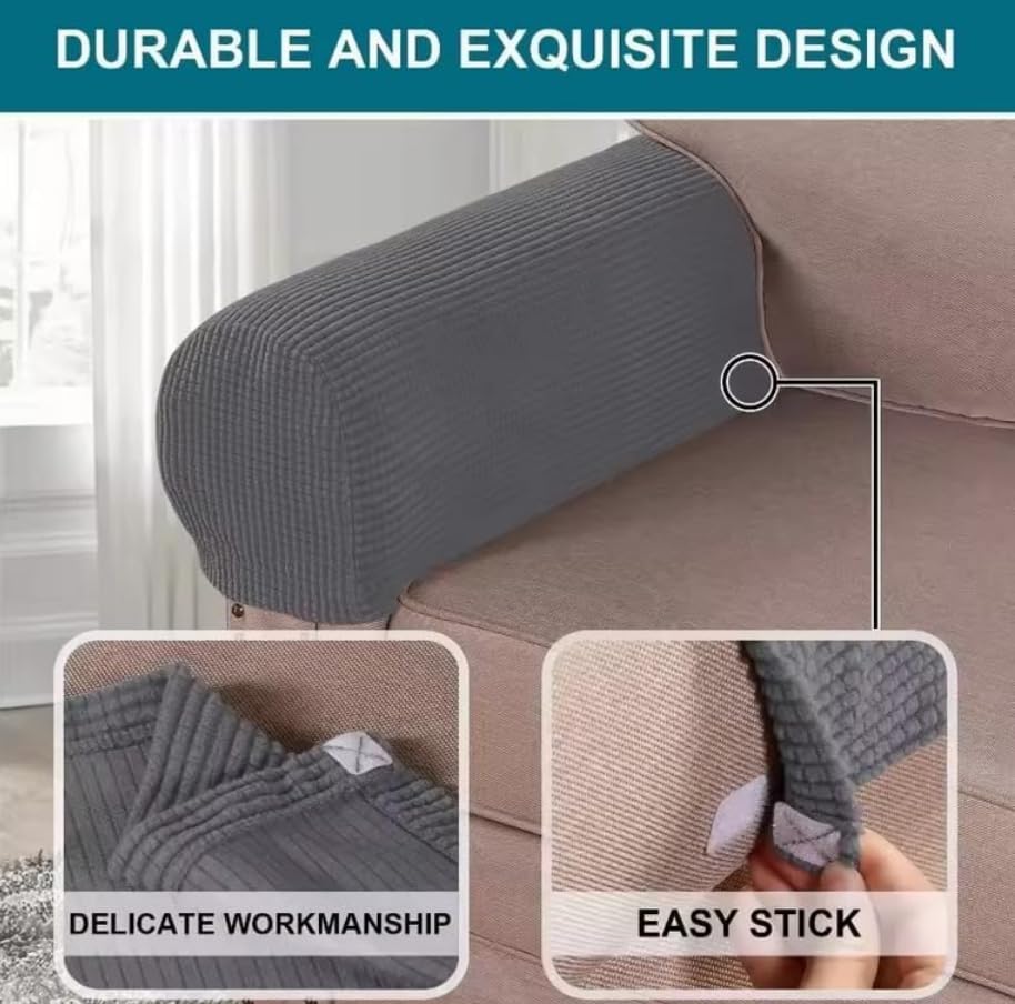 Yogsey Arm Rest Covers Set, Pack of 4 Stretch Armchair Arm Covers Soft Polyester Arm Caps Non Slip Furniture Protector for Chair, Sofa, Couch