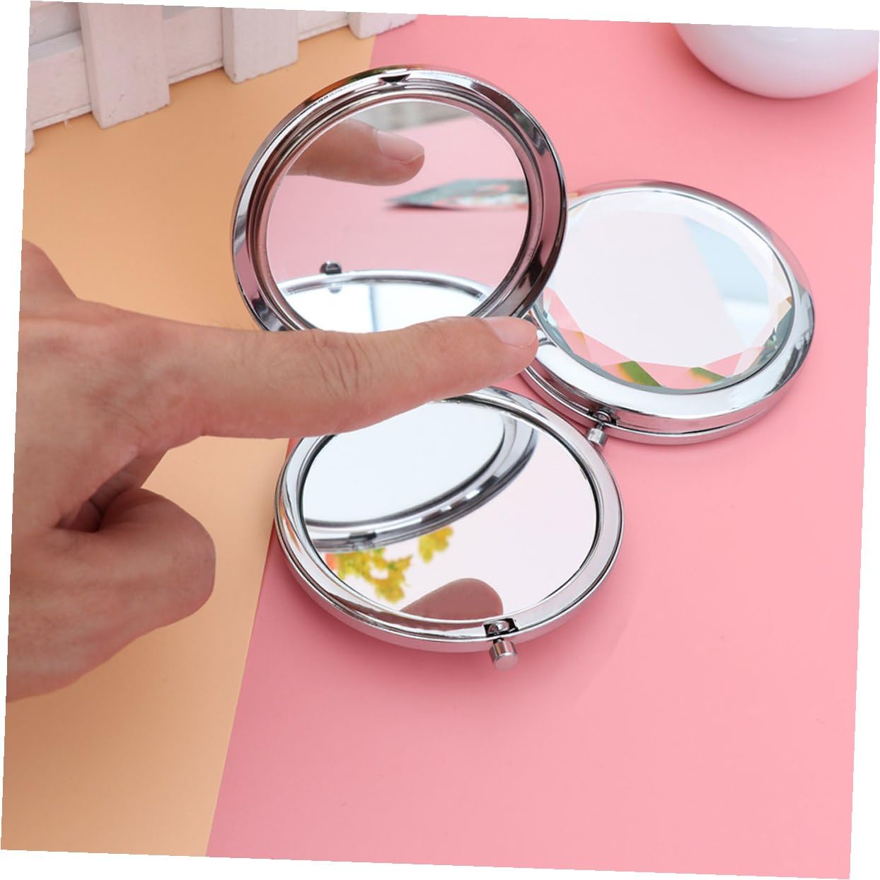 10 Pezzi cosmetico compatto tascabile piccolo per a doppio piccolo bianca