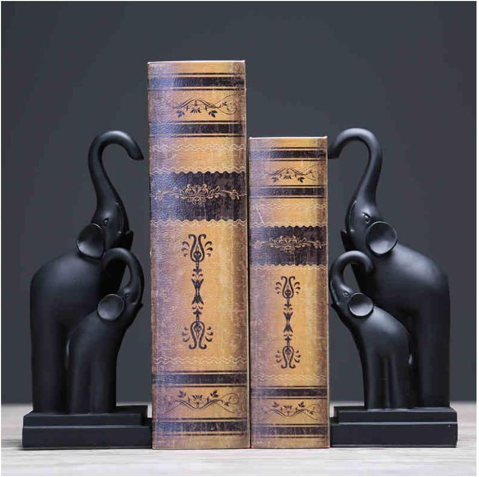 Elephant Bookend Showpiece Set | Black Decorative Elephant Figurines with Calf | Stylish & Sturdy Book Holder for Home, Office, Study, Library & Gifting (25×9.5×9.5 cm)-image-34