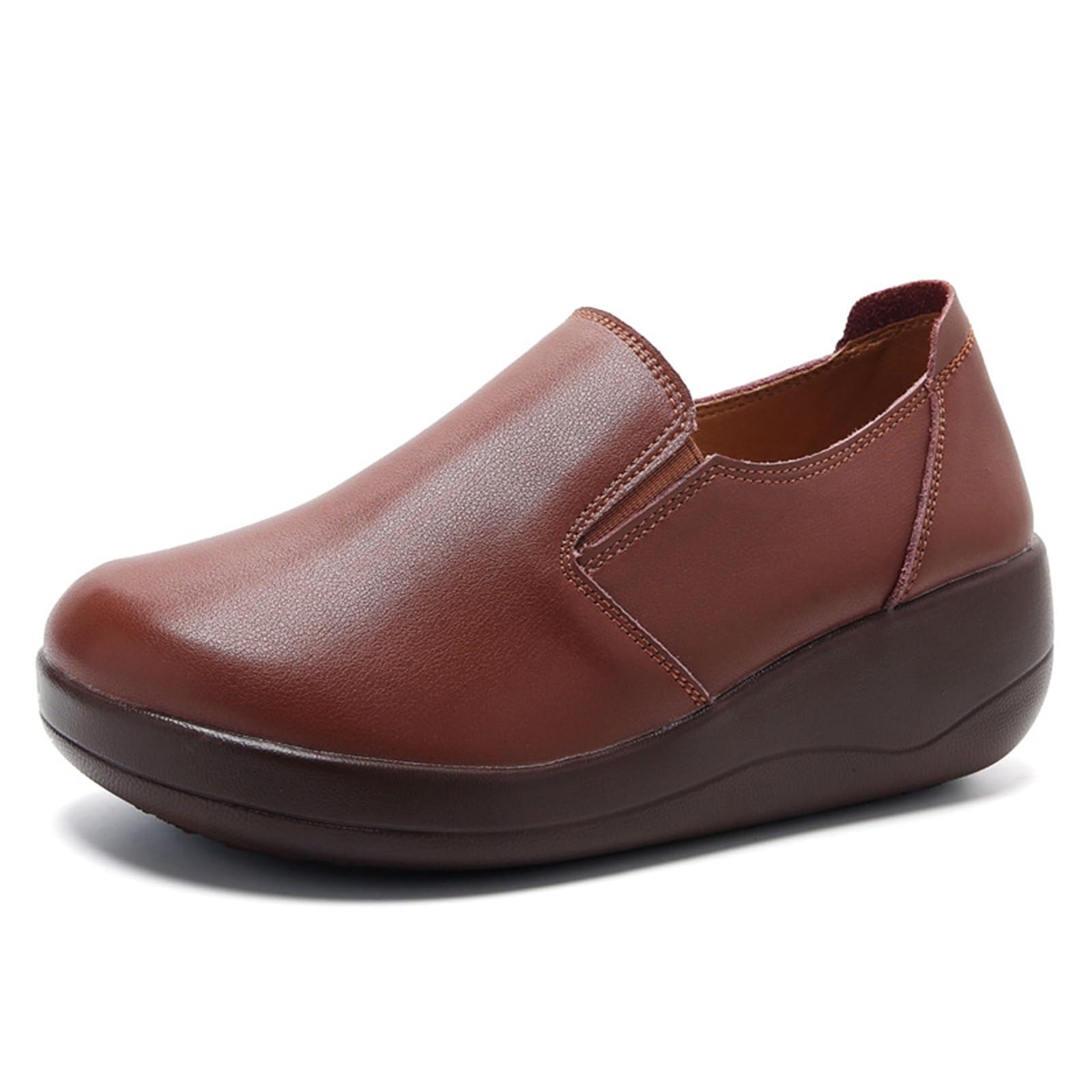 NEUUGO Platform Slip-On Rocker Sneakers for Women Arch Support Walking All Day Fashion Wide Round Toe Comfort Thick Wedge Loafers Casual Daily Work