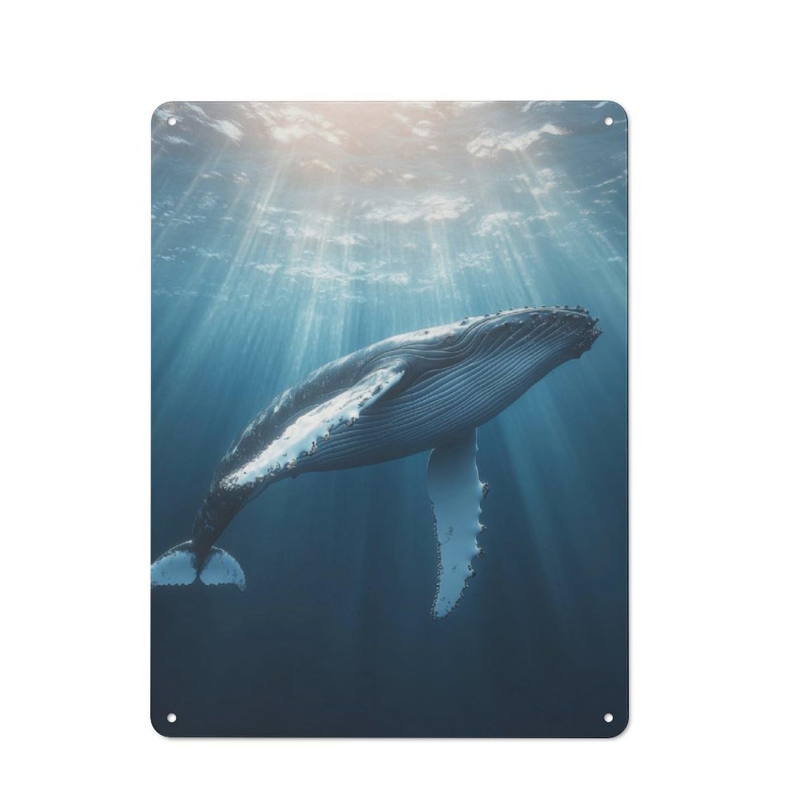 Clean Industrial Humpback Whale Underwater Decorative Metal Plaque 40x30cm, Loft Wall Plaque for Modern Home, Workshop, Office Or Cafe