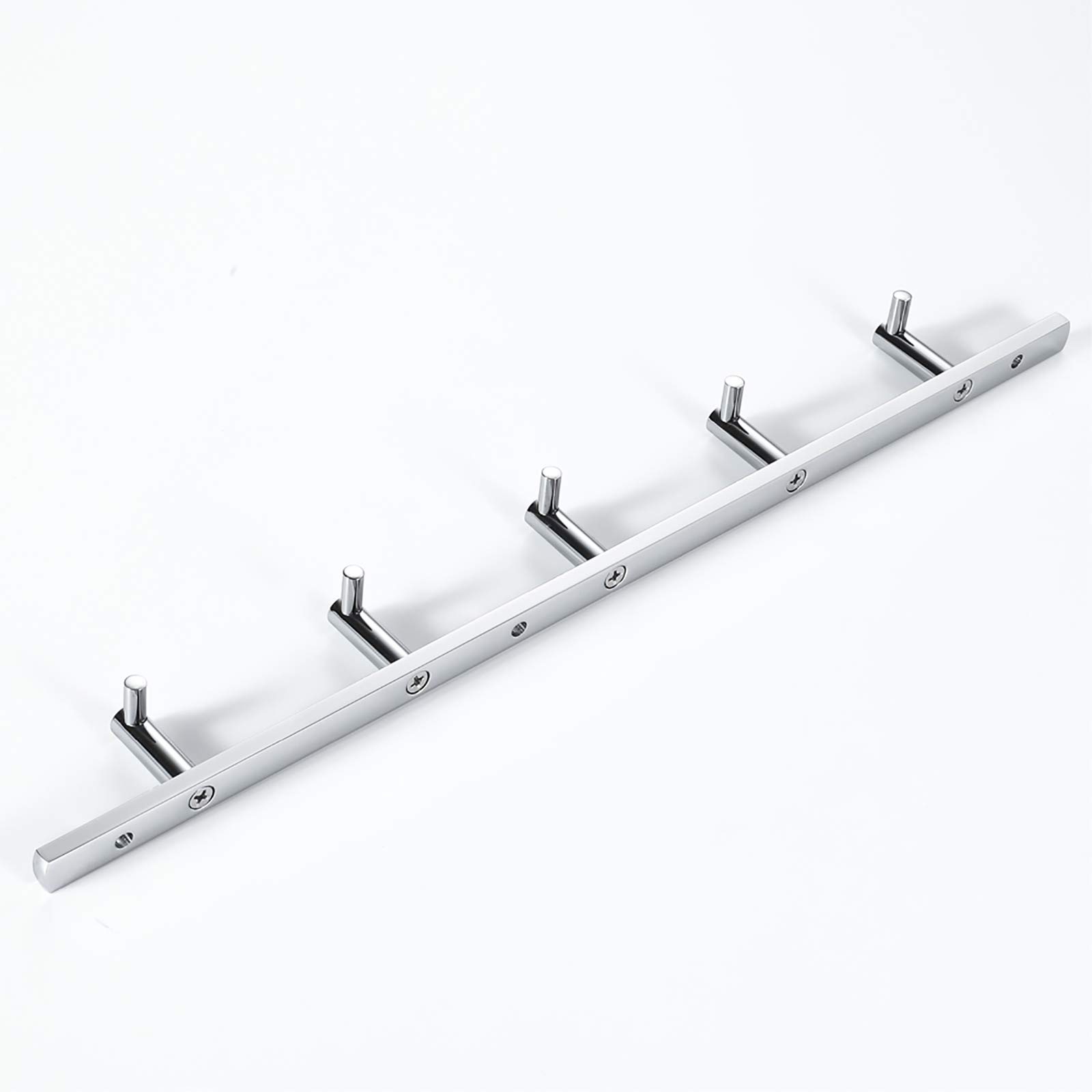 Handtuchhaken mit 5 Haken, Messing Kleiderhaken Wandhaken Hakenleiste Verchromt Mantelhaken, Garderobenhaken für Bad, Küche, Büro, Schraube Installation,2 Hooks