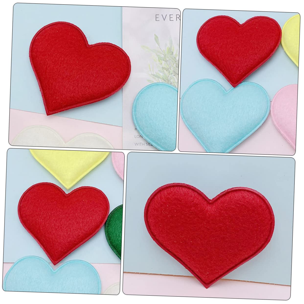 VILLCASE Lot De 4 Jolies Décorations En Feutre Notes Tendance Appliques En Forme De Cœur En Feutre Rouge Pour Créatifs Et Épingles À Cheveux 30 Pièces X 4