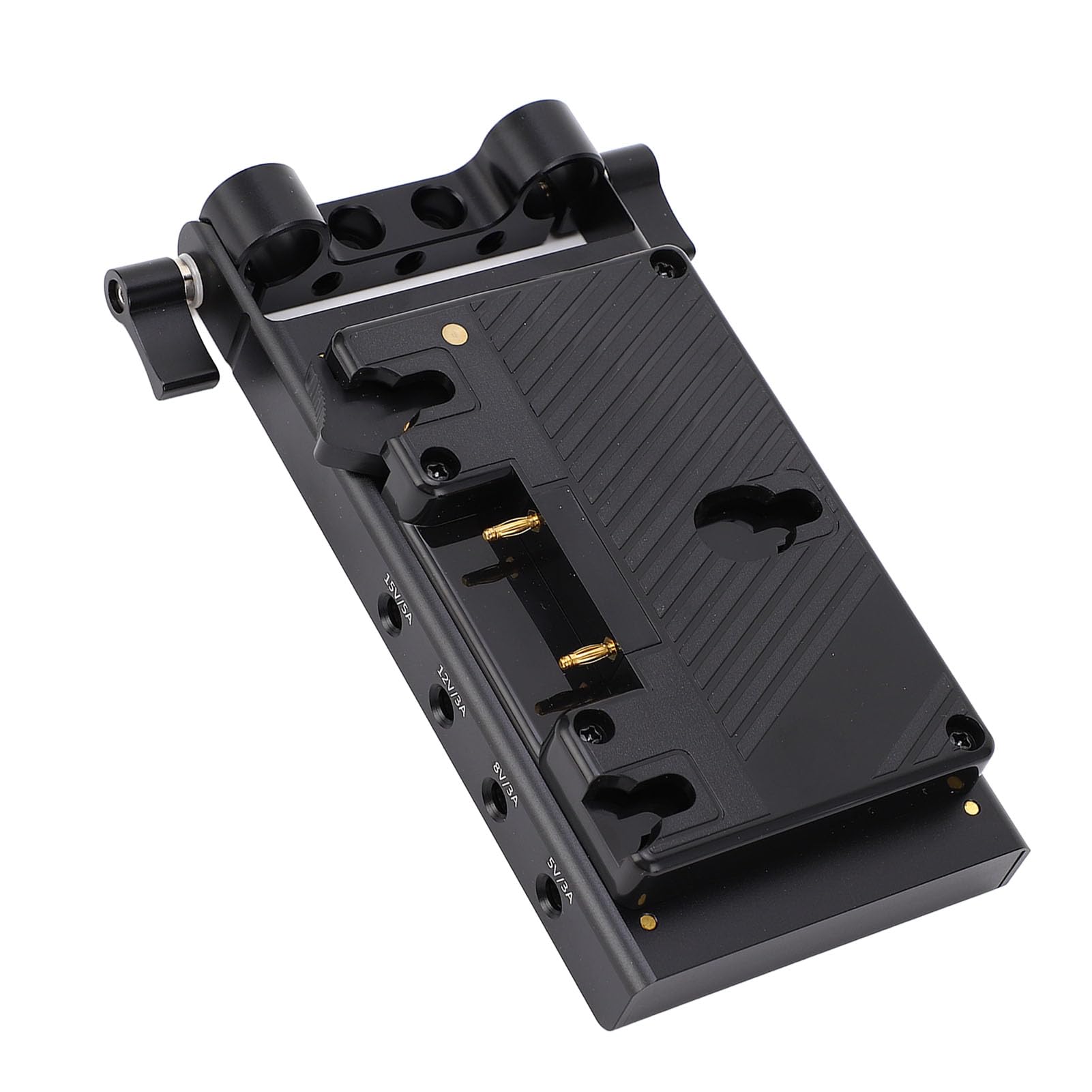Akozon Placa Adaptadora Convertidora de Batería, Placa para Batería de Montaje Dorado D Tap Salida USB Dual Abrazadera de Varilla de 15 Mm Adaptador de Fuente de Alimentación