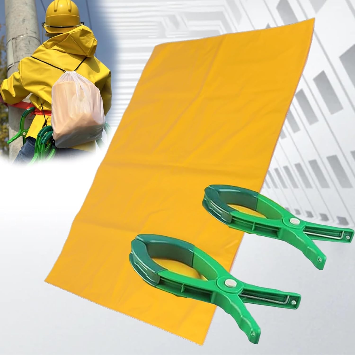 Yellow Insulating Blanket for High Voltage Electrical Work/Power Outage/Maintenance Covering, Non-Conductive Protable EVA Resin Safety Mat with Two Clips(5KV-60x80cm/23.6x31.5in)