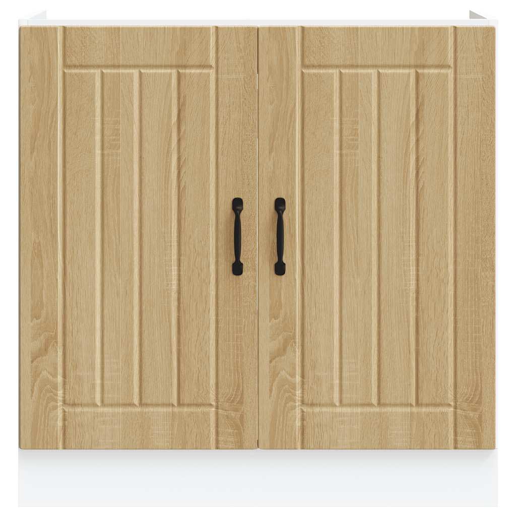 Lucca szafka pod zlewozmywak dąb Sonoma z regulowanymi nóżkami, 80 x 46 x 81,5 cm, miejsce do przechowywania naczyń, garnków, talerzy, szafki kuchenne z drzwiami, do kuchni i jadalni