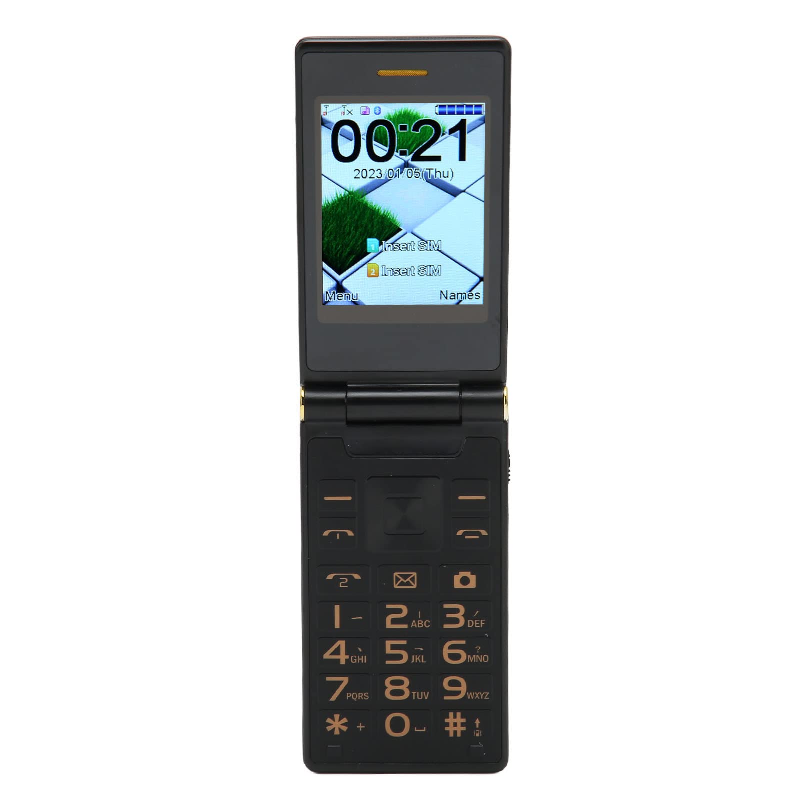 Telefon z klapką dla Seniorów, Duże Przyciski, Duża Czcionka, Głośna głośność, Telefon Komórkowy dla Osób Starszych, Dual SIM GSM 2G, Odblokowane Telefony Komórkowe z latarką LED, (Zmatowiały kolor)