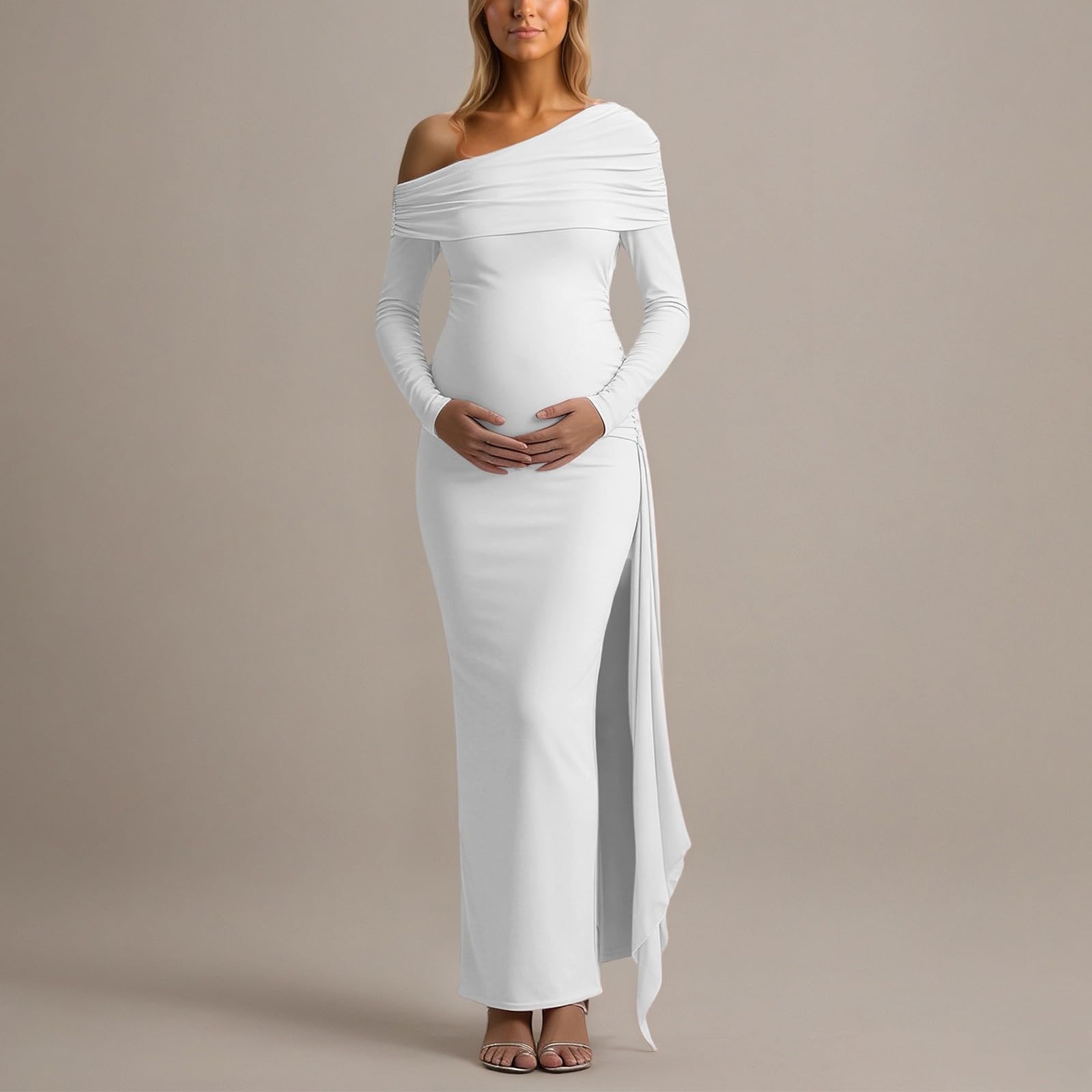 Generisch Abito premaman elegante che sottolinea la vita, lungo abito estivo britannico alla moda per occasioni materne