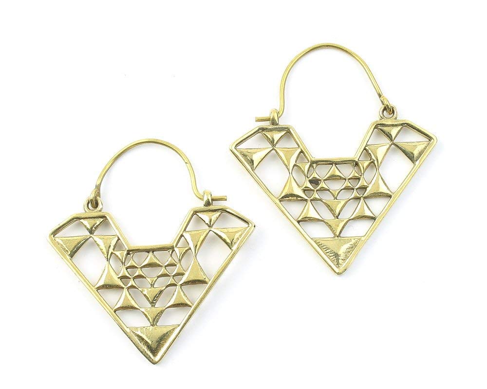 Damak Geometric Earrings, Triangle Earrings, Alchemy Earrings, Minimalist, Modern Earrings, Festival, Gypsy Earrings, Ethnic,