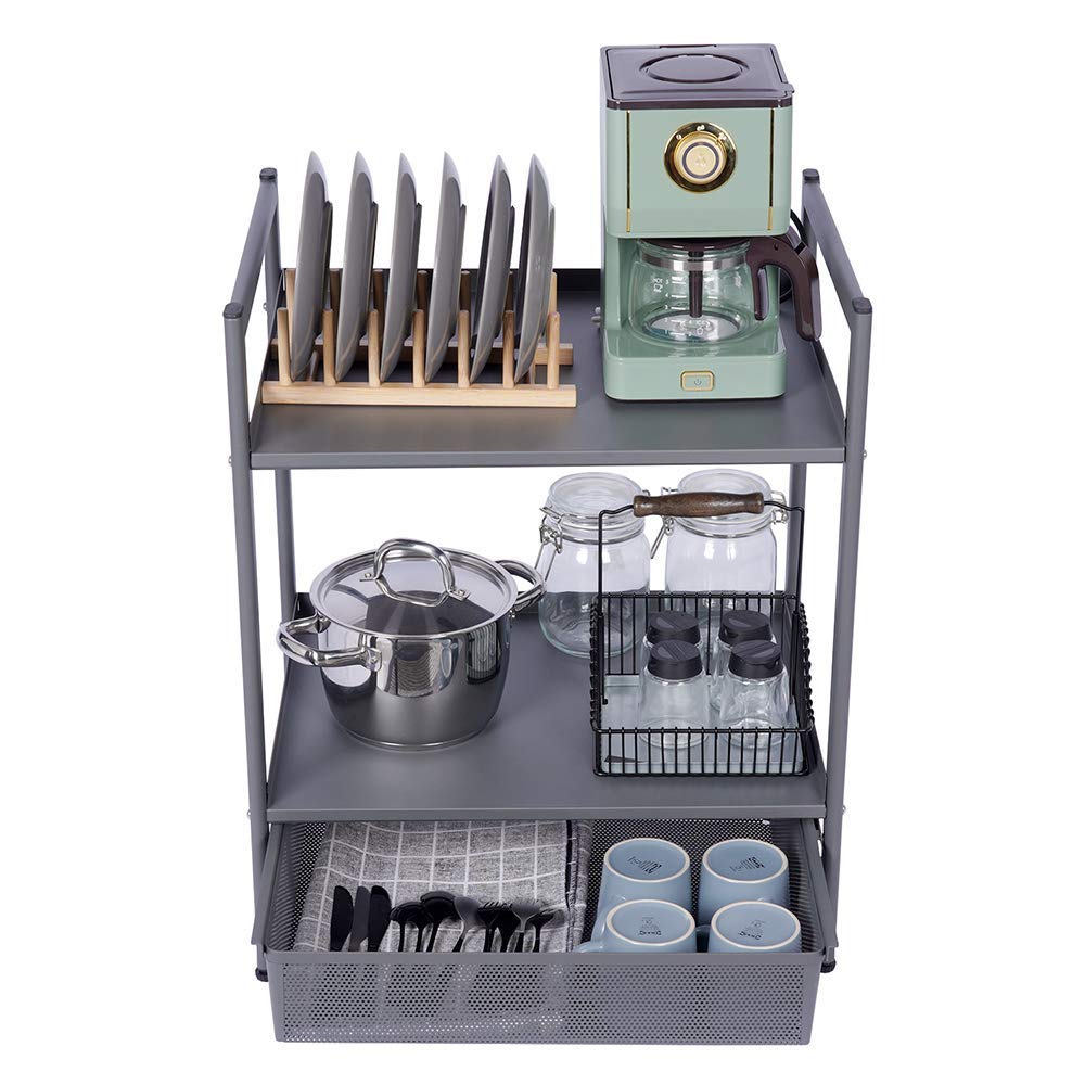 Buy Jubao 2Tier Utility Shelf Microwave Storage Stand with Basket