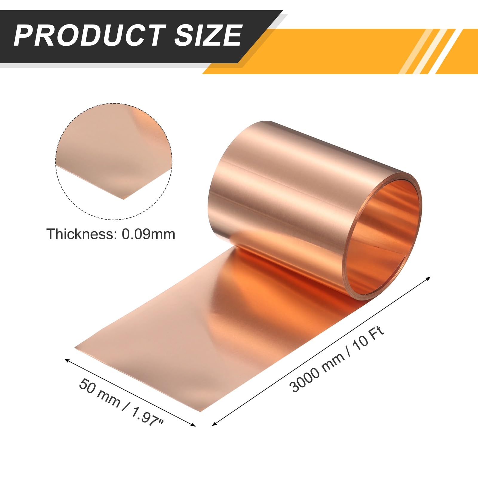 QUARKZMAN Lamina Di Rame Spessore 0.09mm Lamiera Metallo Progetti Fai Da Te