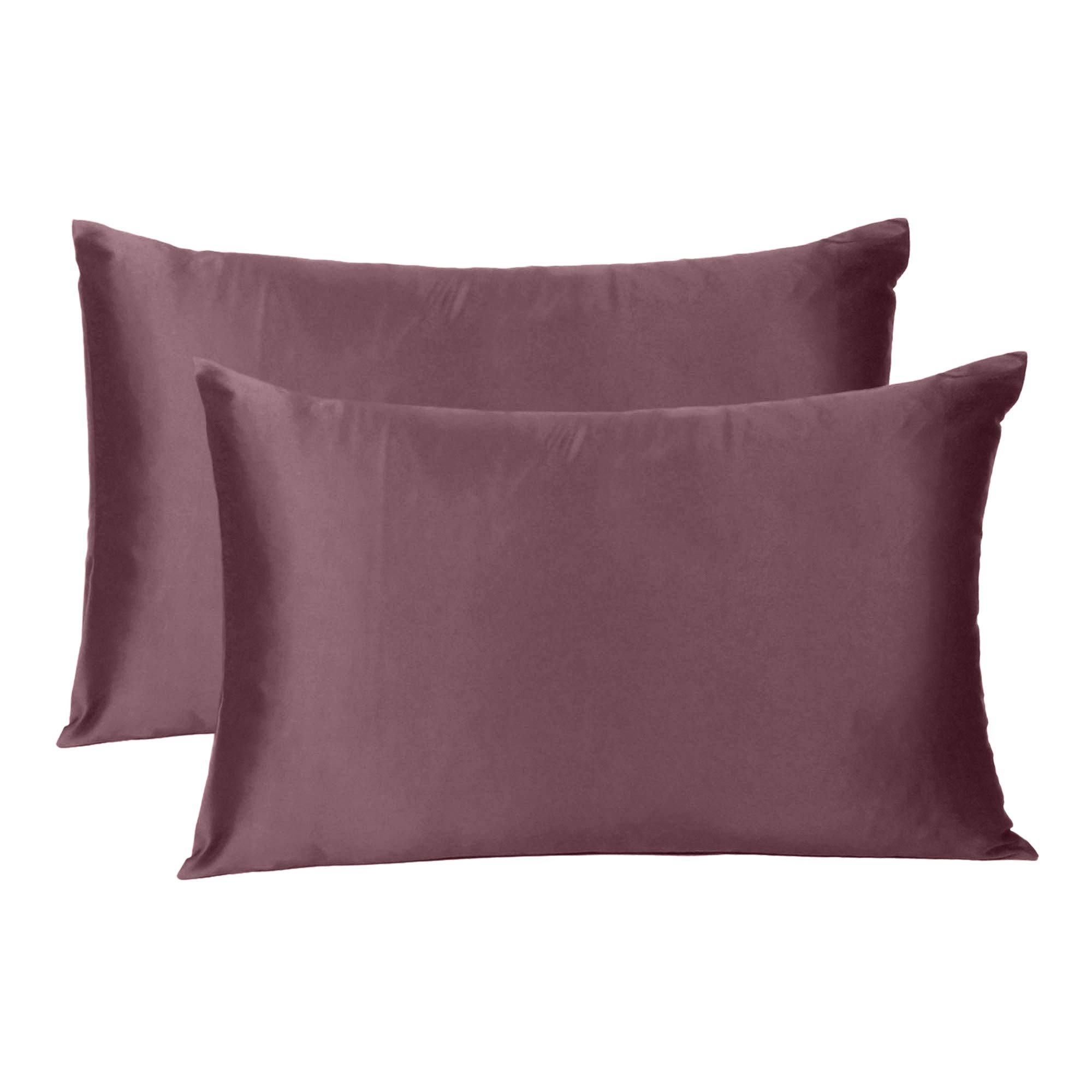 Riara Satin Silk Pillowcase Pillow Case Covers with Envelop Closure for Hair and Skin Home Bed Decor Set of 2 Pillowcase Free 3 Pc Scrunchie (King Size (20"x40"), Grape Wine)