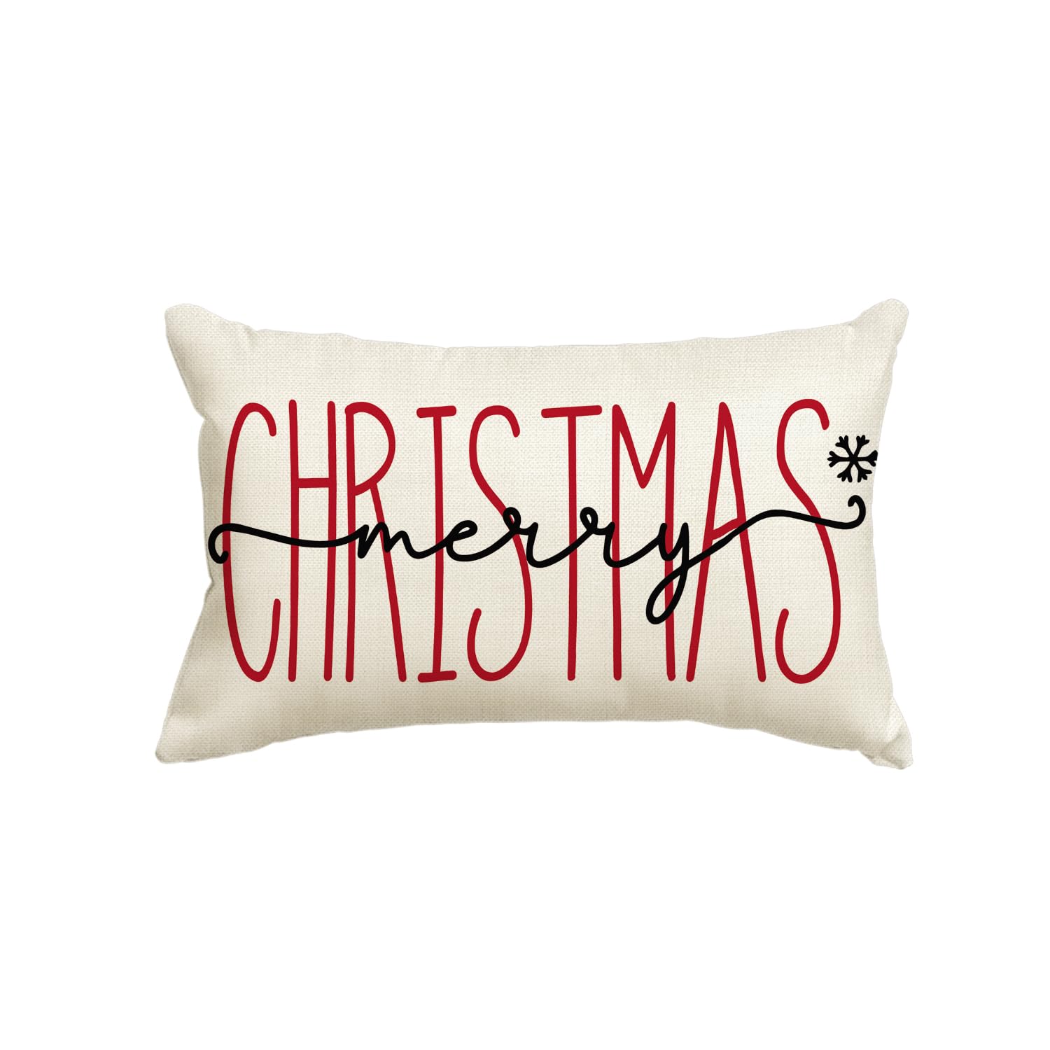 AVOIN colorlife Merry Christmas Throw Pillow Cover, 12 x 20 Inch Winter Holiday Cushion Case Decoration for Sofa Couch