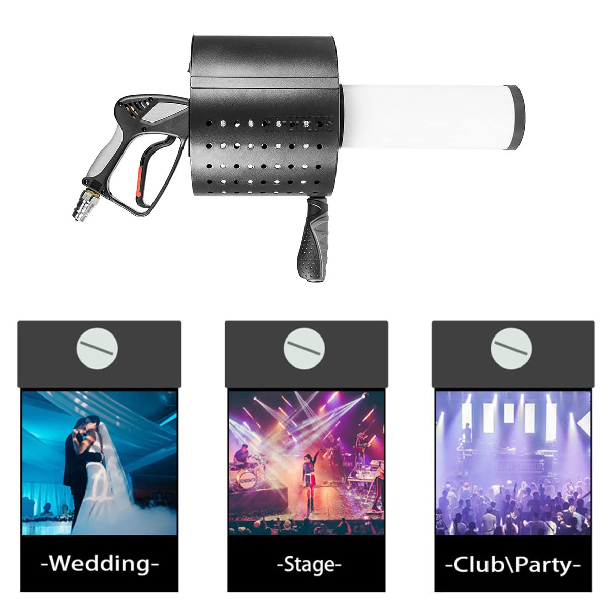 Pistola De Co2 Led 2 En 1 Y Cañnón De Confeti, Tirador De Confeti De Máquina De Humo, Regalo De Boda para Interiores Y Exteriores, con Una Tubería De Gas De 3 M