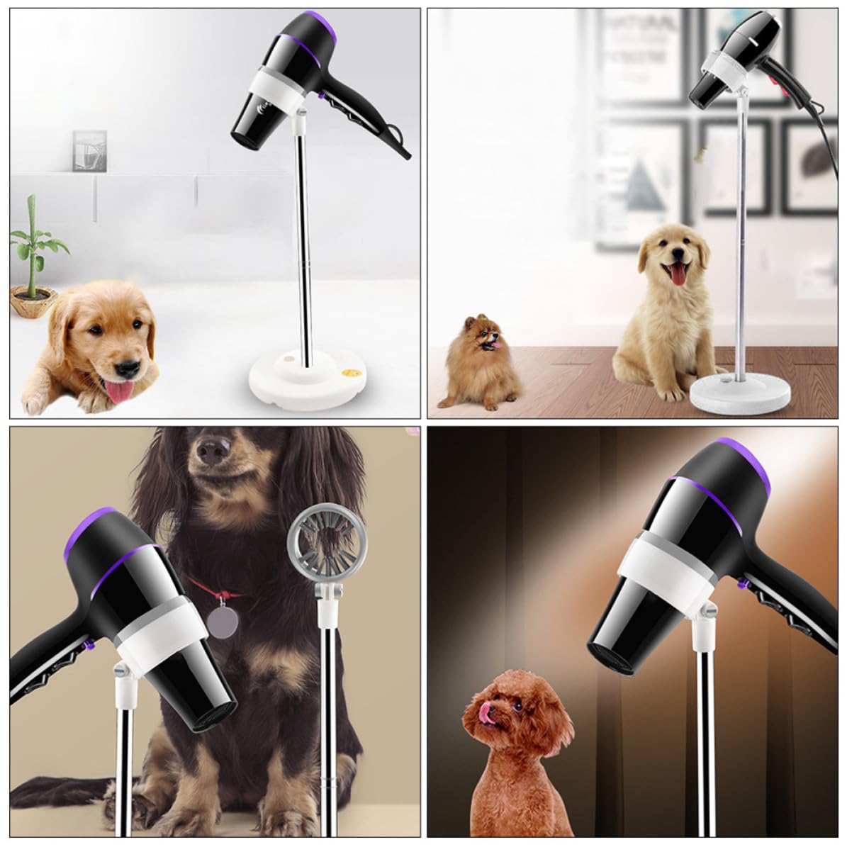 Supporto Libere e Animali Asciugacapelli Bianco Domestici Inossidabile in Plastico e Acciaio Design Mani Toelettatura e Asciugatura dei Cani