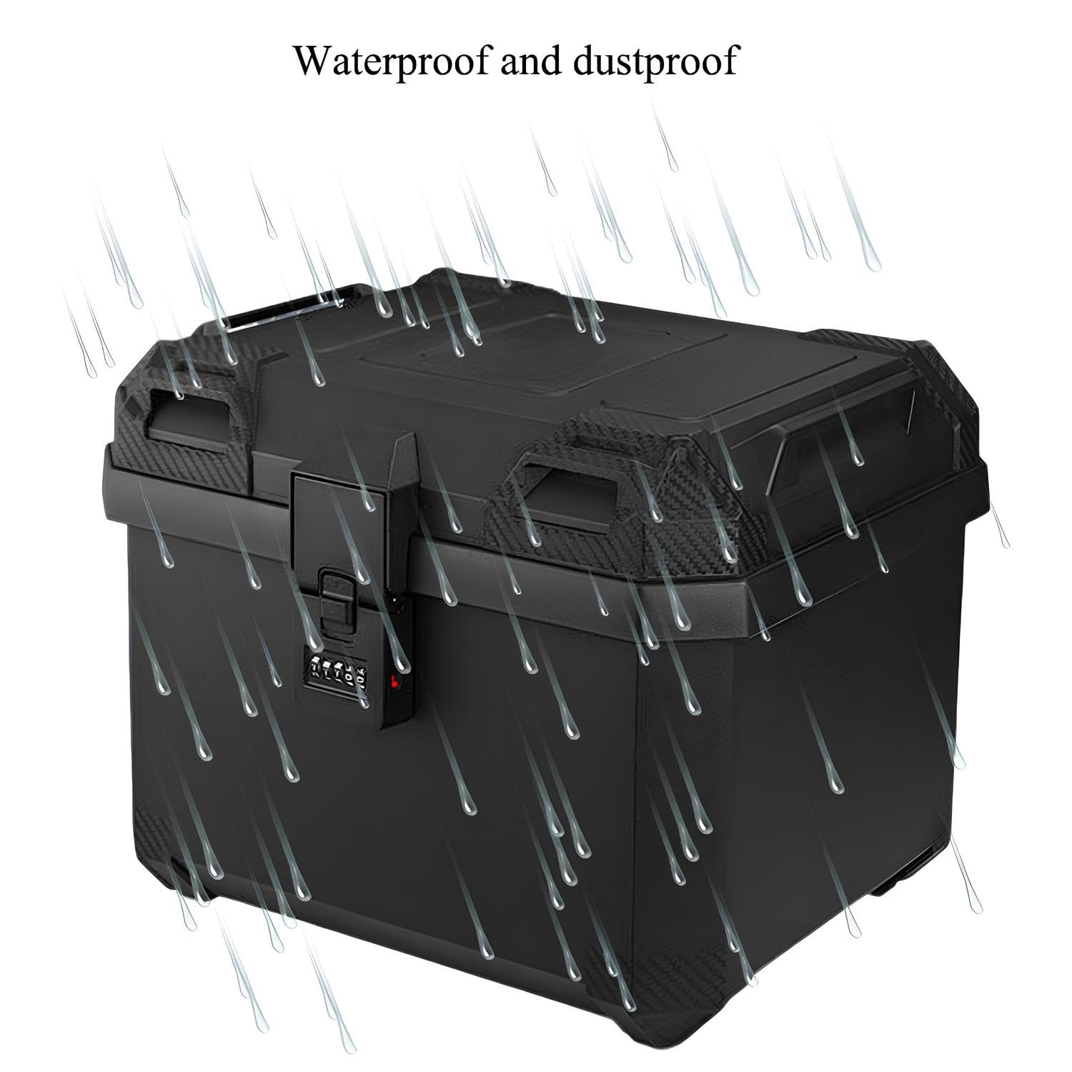 Baúl De Moto 45L Top Case Universal Impermeable con Cerradura, Maletero Trasero para Scooter Y Motocicleta, Caja De Almacenamiento para Casco(45L C)