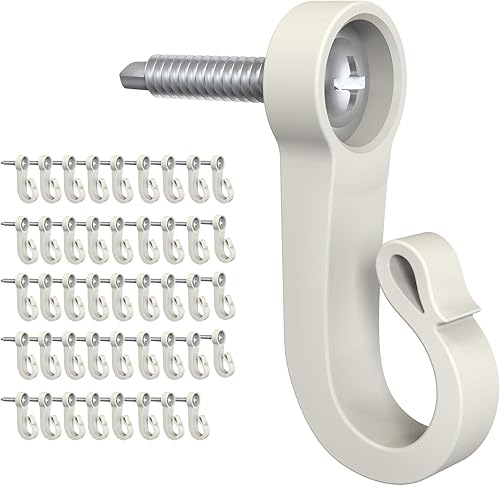 WIMNISV Paquete de 44 ganchos Q-Hanger y tornillos, ganchos para colgar luces de Navidad para el hogar para interiores y exteriores, para fiestas de