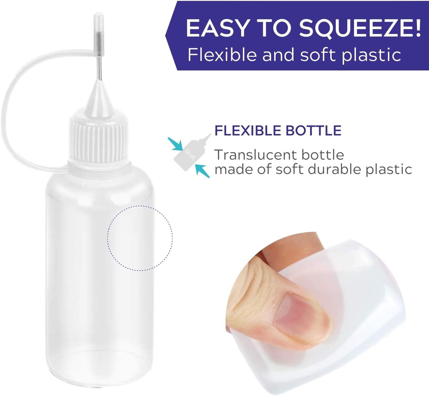 20 Pcs Precision Tip Applicator Bottle, Empty Applicator Glue Bottle for Small Gluing Projects, Paper Quilling DIY Craft, Acrylic Painting, 30ml /1 Ounce