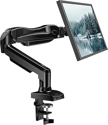 HUANUO Single Monitor Mount, 13 to 32 Inch Monitor Arm, Adjustable Monitor Stand, Vesa Mount with Clamp and Grommet Base - Fits 4.4 to 19.8lbs LCD Computer Monitors