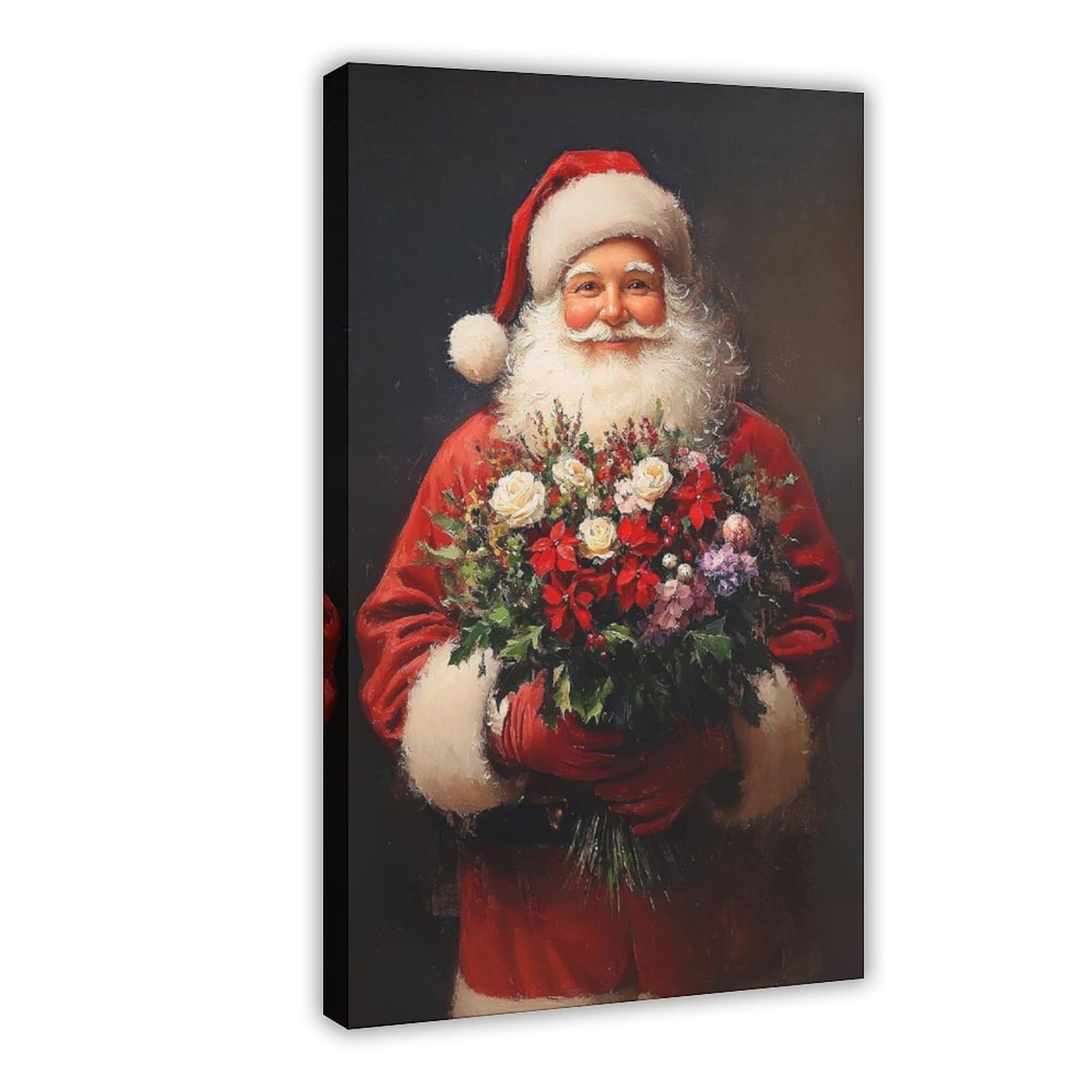 Bareronor Vintage Santa Claus Canvas Poster for Bedroom Decor Gift