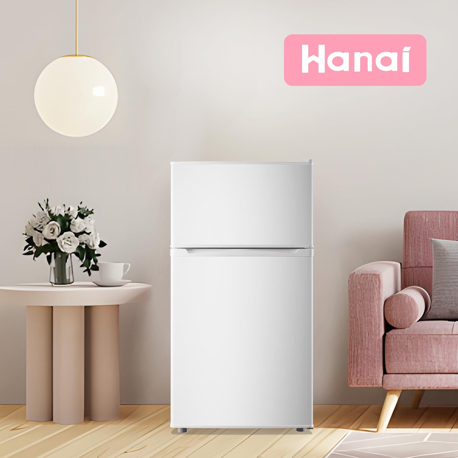 WANAI 3.5 Cu.Ft Retro Mini Fridge With Freezer Small Refrigerators Dual Doors & Handles White Freestanding Classic Refrigerator Removable Glass Shelves Adjustable Thermostat For Home Office Dorm RV on Fridge.com - View 5