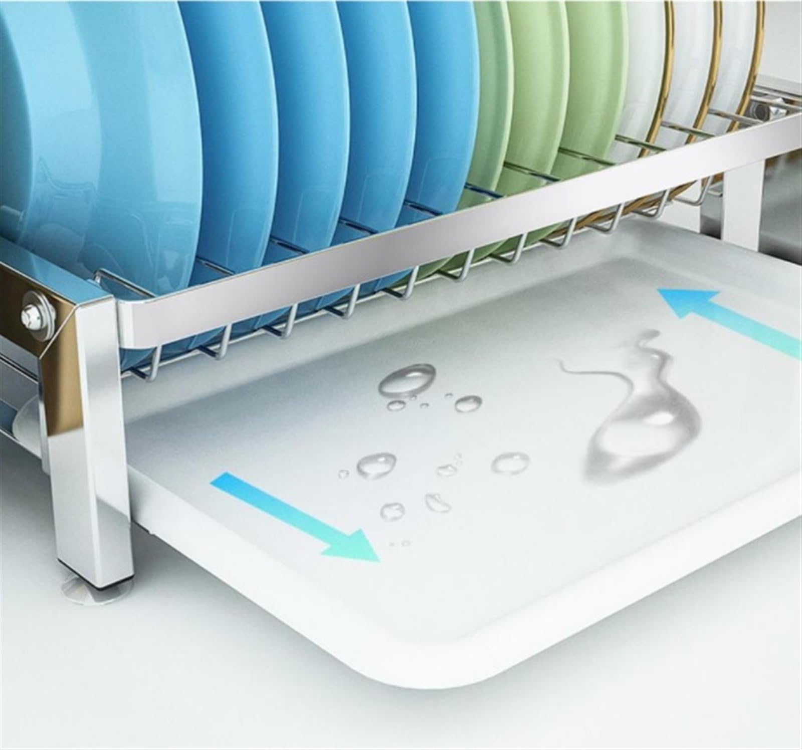 Escurreplatos Escurreplatos De 2 Niveles con Soporte para Utensilios, para Cuchillos Y Escurridor Platos para Encimera Cocina Organización Cocina